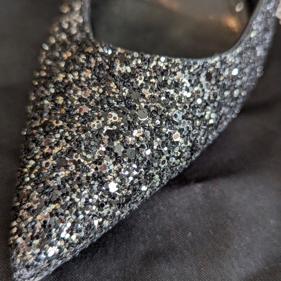 Saint Laurent Charlotte 55MM Black Glitter Kitten Heel Toe Pumps - Picture 6 of 9